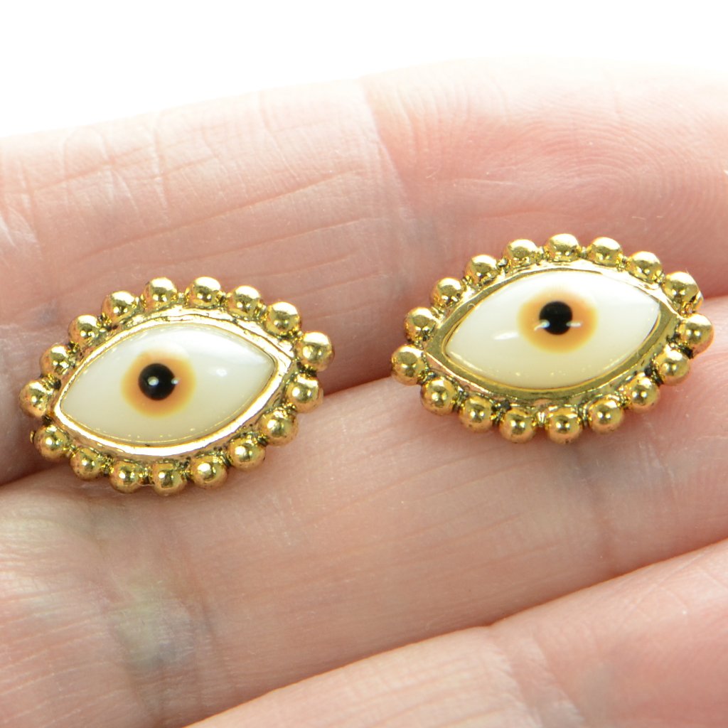 Oscar De La Renta Gold-Tone Eye Stud Earrings